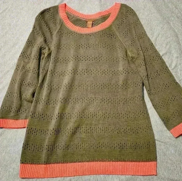 COPPER KEY KNIT SWEATERTOP OLIVE GREEN/ORANGE SIZE L - Picture 6 of 6